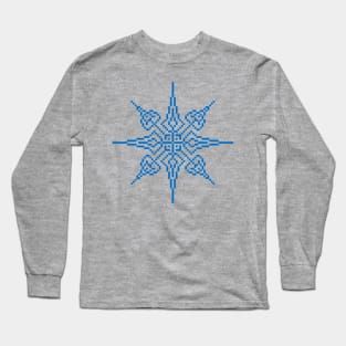 Pixel Blue Holiday Snowflake Long Sleeve T-Shirt